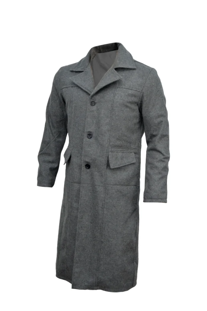 Bloodborne Game The Hunter Grey Wool Trench Coat for Mens - Image 3