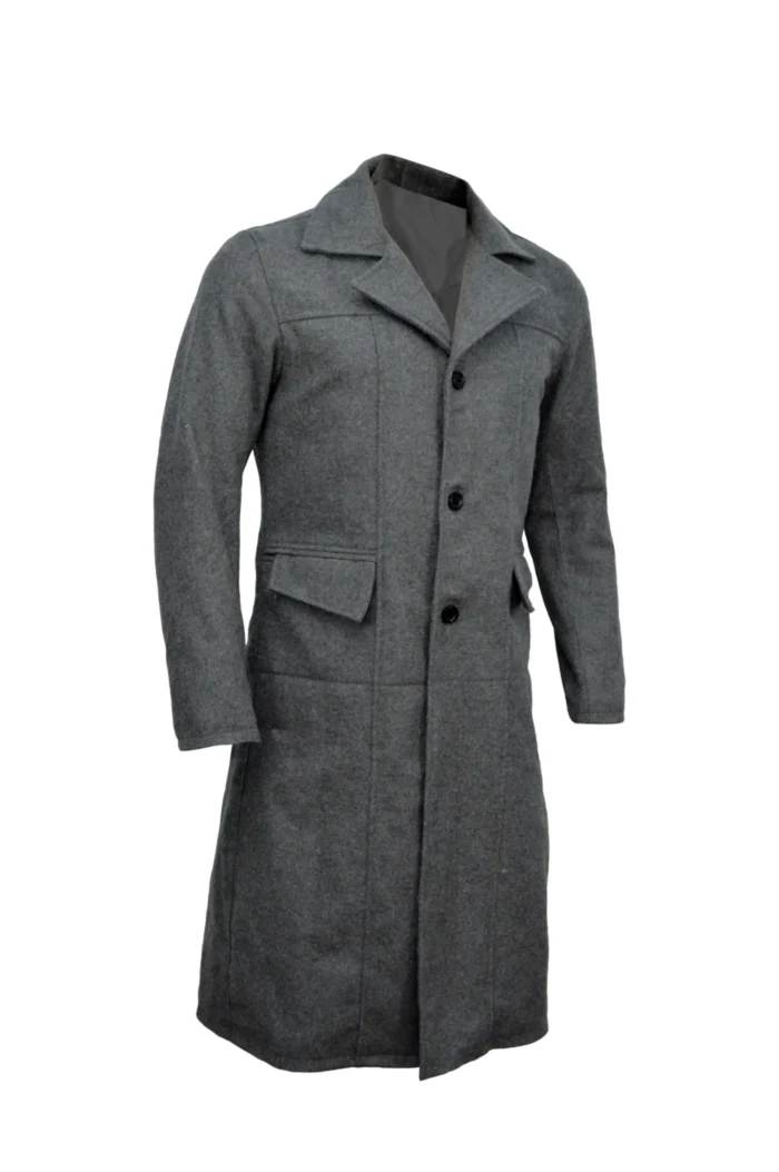 Bloodborne Game The Hunter Grey Wool Trench Coat for Mens - Image 4