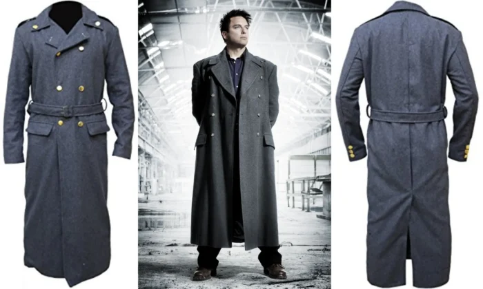 Doctor Who Captain Jack Harkness John Barrowman Long grey trench Coat - Image 4