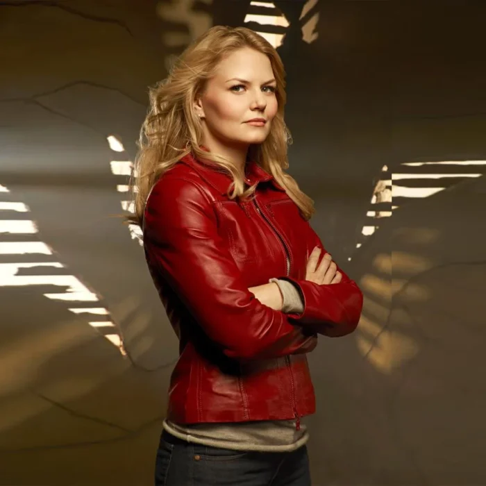Women Celebrity Emma Swan Once Upon A Time Red Leather Jacket - Image 4