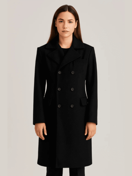 Women's Classic Black Wool Long Coat