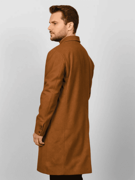 Men's Classic Khaki Wool Long Coat