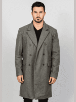 Men's Classic Grey Wool Long Coat