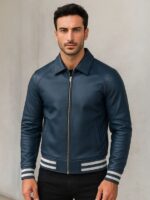 Men's Walton Blue Leather Varsity Jacket