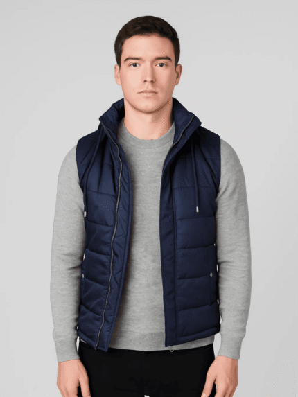 Fuston Blue Hooded Puffer Vest