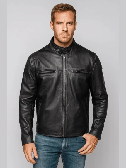 Men's Black Biker Leather Jacket