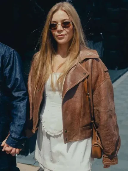 F1 British Grand Prix Brown Leather Jacket