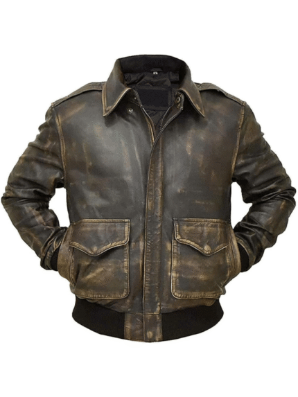 Distressed Brown Leather Jacket