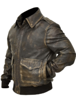 Aviator Distressed Brown Leather Jacket