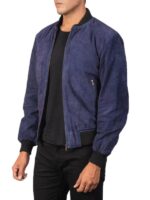 Shane Blue Suede Bomber Jacket