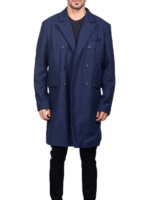 Classic Blue Wool Long Coat