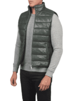 Reeves Green Leather Puffer Vest