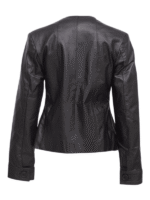 Women's Collarless Leather Jacket