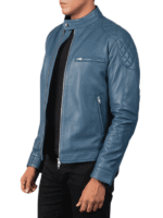 Men's Blue Leather Jacket