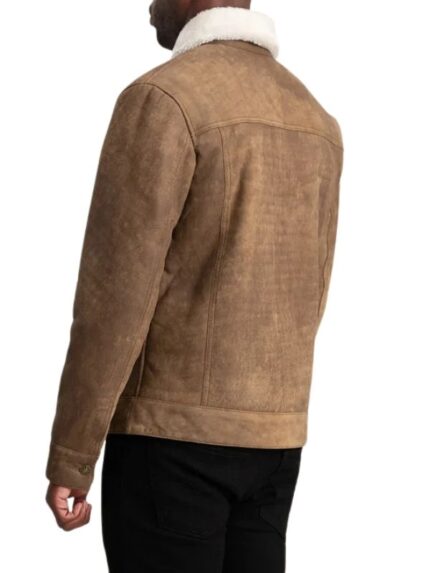 Men's Distressed Brown Leather Shearling Jacket