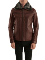 Evan Hart Fur Brown Leather Jacket