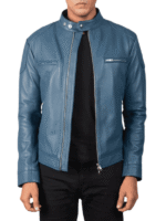 Men's Blue Biker Jacket