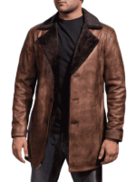 Men's Brown Distressed Leather Coat