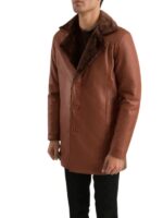 Cinnamon Brown Leather Fur Coat