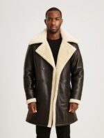 Brown Shearling Double-Breasted Coat