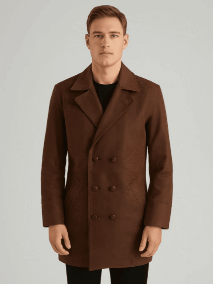 Men's Half Life Brown Real Leather Coat