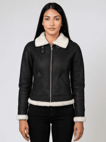 Women's B-3 Black & White Bomber Jacket