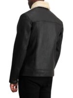 Men's Distressed Black Leather Shearling Jacket