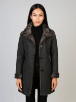 Women's Shearling Black Leather Coat