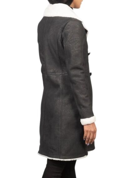 Black Double Breasted Shearling Coat