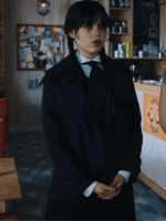 Jenna Ortega Black Wool Coat