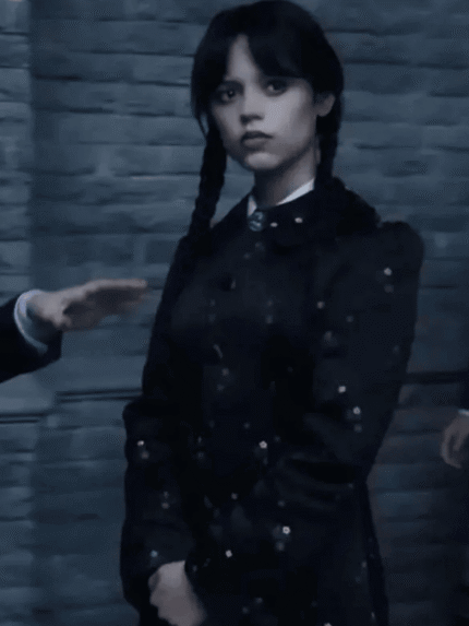 Jenna Ortega Wednesday Black Coat