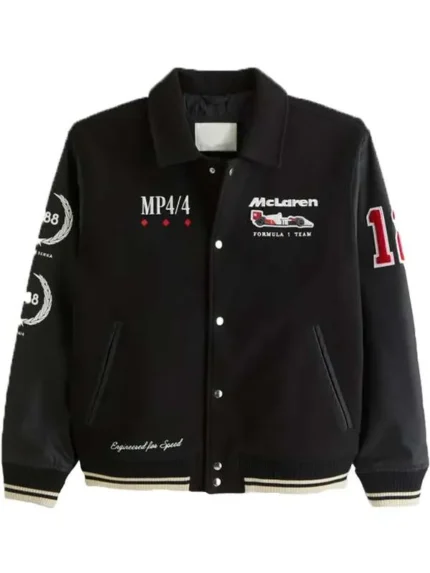 Mclaren F1 Team 1988 Black Varsity Bomber Jacket