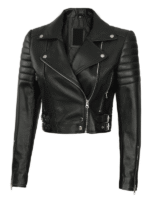 Women's Black Cropped Leather Jacket