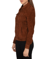 Women's Brown Suede Trucker Jacket