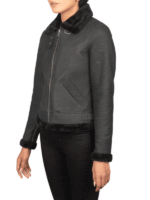 Women's B-3 Black Leather Jacket