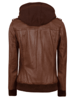 Bomber Brown Leather Jacket with Hood
