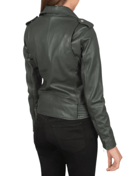 Green Leather Biker Jacket