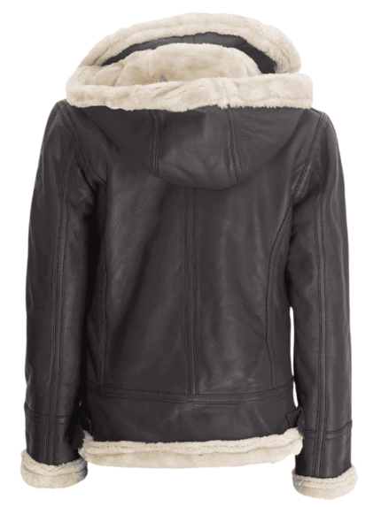 Women's Dark Brown Hooded Leather Jacket