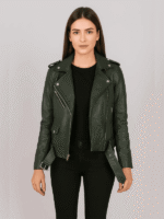 Alison Green Leather Biker Jacket