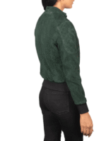Women's Green Suede Bomber Jacket