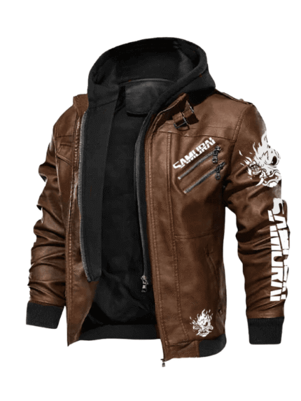Men's Brown Cyberpunk Samurai Bomber Jacket