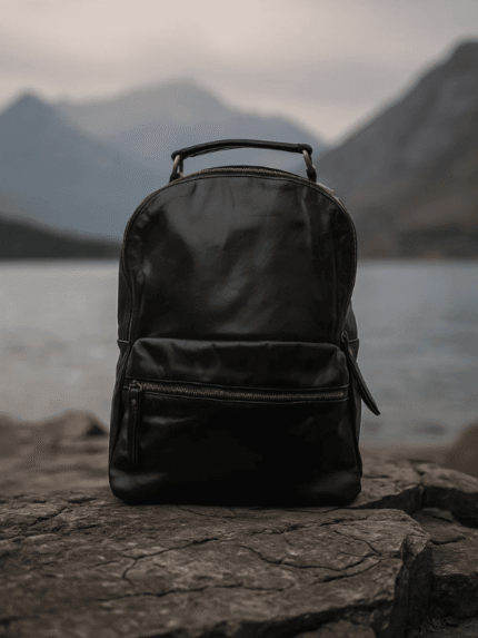 Quilted Black Real Leather Backpack For Men's & Women's