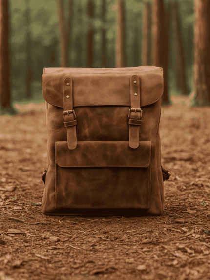  Brown Real Leather Vintage Backpack For Men's & Women's