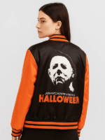 Real Leather Halloween Varsity Jacket For Women's