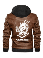 Men's Brown Cyberpunk Samurai Leather Jacket