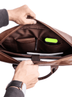 Tan Brown Real Leather Laptop Bag For Men's & Women's