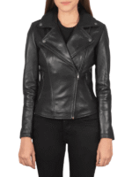 Women's Black Leather Biker Jacket