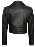 Black Cropped Leather Moto Jacket
