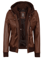 Women's Bomber Brown Leather Jacket