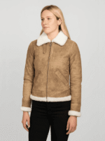 Women's B-3 Distressed Brown Leather Bomber Jacket